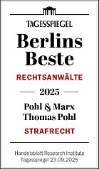 Rechtsanwalt Thomas Pohl wurde vom Tagesspiegel zu einem der besten Rechtsanwälte für Strafrecht in Berlin im Jahr 2025 ausgezeichnet.